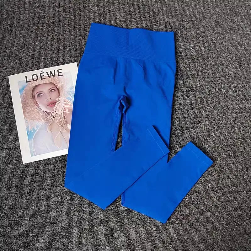 Calças de ioga de alta qualidade para mulheres Leggings de fitness Calças esportivas de alta elasticidade  Calças justas Leggings de corrida respiráveis