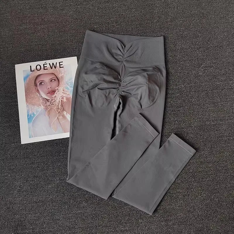Calças de ioga de alta qualidade para mulheres Leggings de fitness Calças esportivas de alta elasticidade  Calças justas Leggings de corrida respiráveis