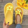Verão Novos Chinelos MULHERES Padrão de Girassol Slides One-Piece Eva Chinelos Antiderrapantes de Praia Sapatos de Férias Chinelos de Interior para Casa