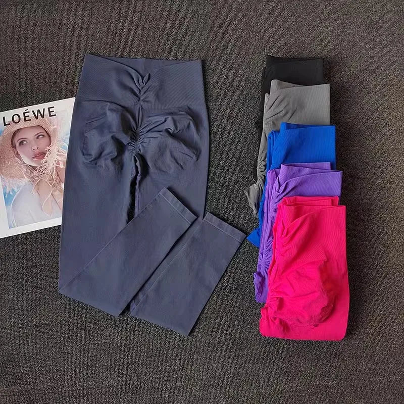 Calças de ioga de alta qualidade para mulheres Leggings de fitness Calças esportivas de alta elasticidade  Calças justas Leggings de corrida respiráveis