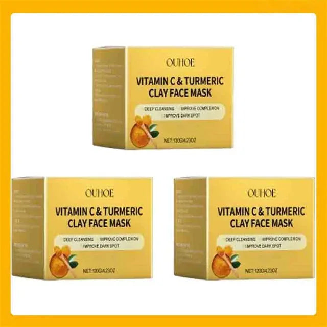 Vitamina C Máscara de lama de açafrão Limpeza Encolhimento Poros Hidratante Iluminar Hidratação Profunda Clareamento Reduzir Embotamento Máscara de Argila