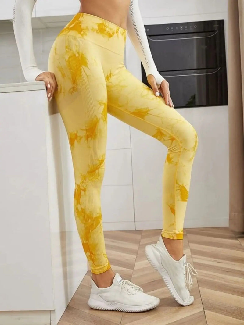 Seamless High Waist Leggings Women Tie Dye Leggings Fitness Sports Running Yoga Pants Hip Liftting Elastic Knitting Tights