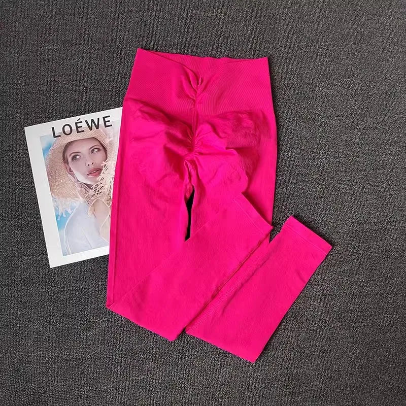 Calças de ioga de alta qualidade para mulheres Leggings de fitness Calças esportivas de alta elasticidade  Calças justas Leggings de corrida respiráveis