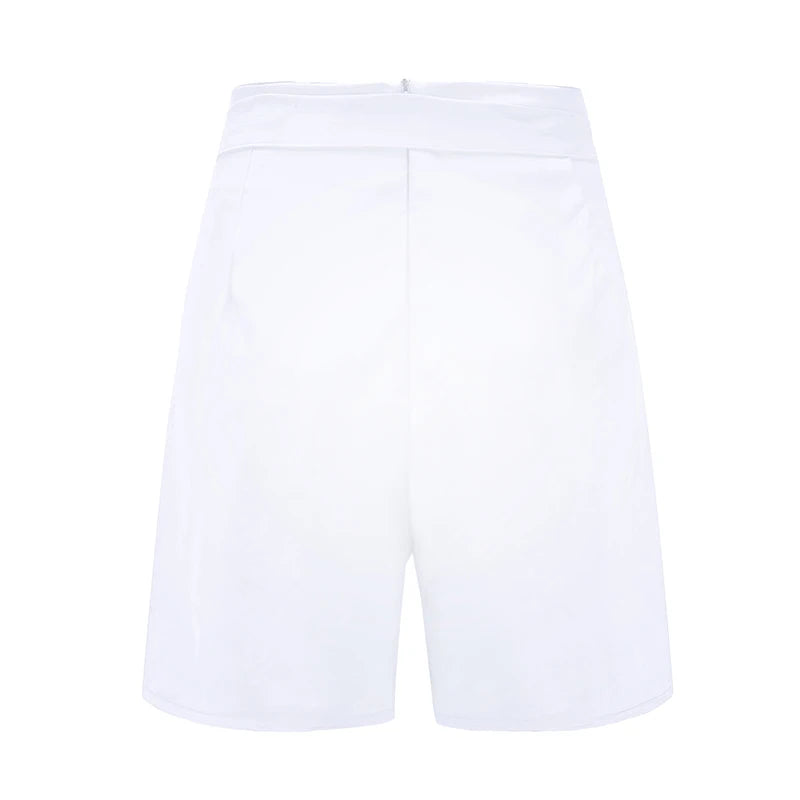 Y2K Solid Button Front Shorts Tie Waist Beach Summer High Waist Shorts Women's Clothing