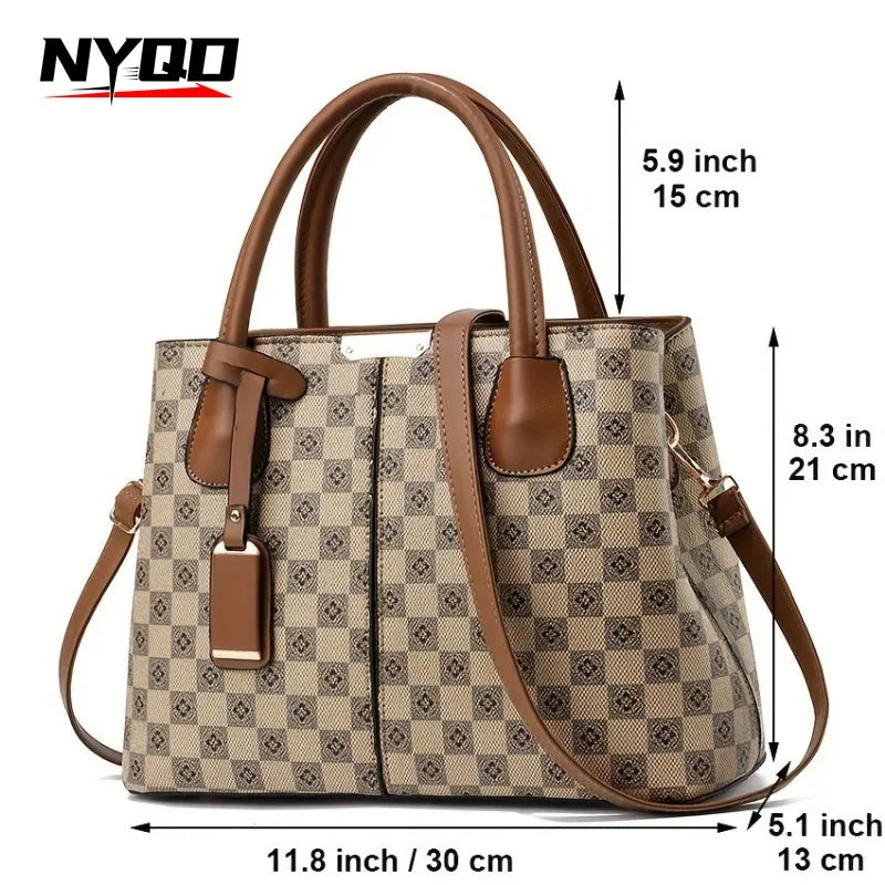 Versatile and Secure Zippered Shoulder Bag Handbags with Adjustable Shoulder Strap Elegant Floral Plaid Shoulder Bag for Women