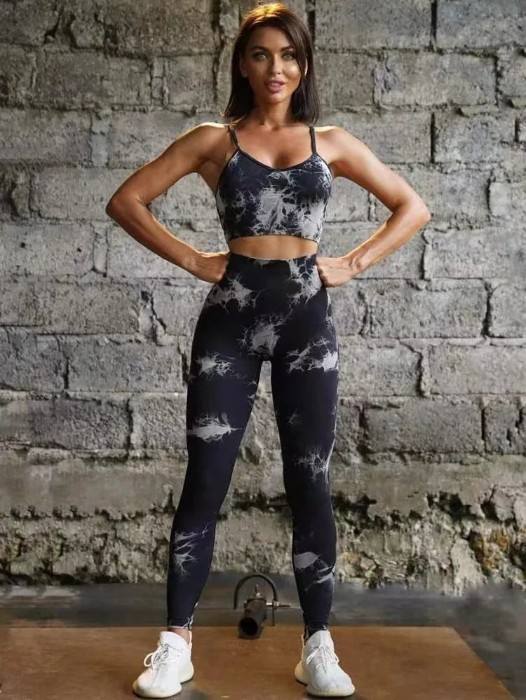 Treino Feminino Fitness Conjuntos de Yoga de Treino Sports sutiã + Leggings de Cintura Alta Roupas de Ginástica Ternos Esportivos Sem Costura
