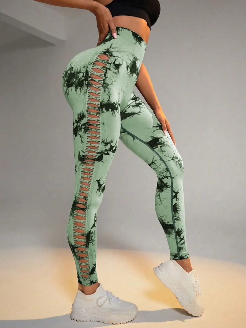 Leggings sem costura  para mulheres Calças fitnes de cintura alta, calça elástica de levantamento de bumbum .