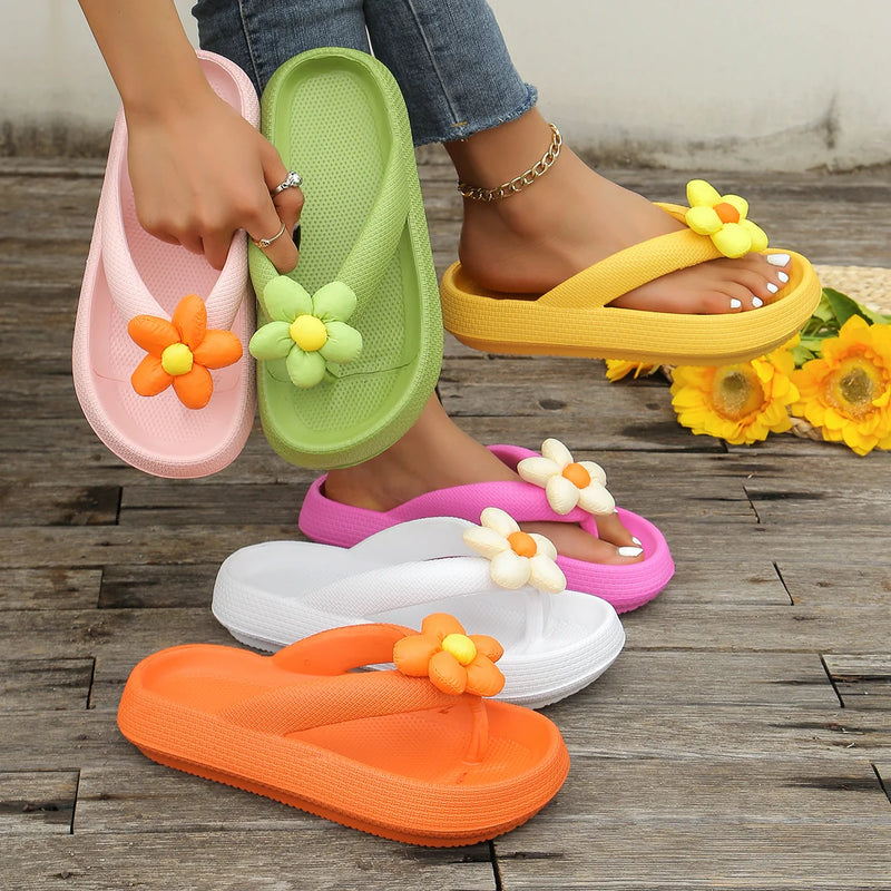 Verão Novos Chinelos MULHERES Padrão de Girassol Slides One-Piece Eva Chinelos Antiderrapantes de Praia Sapatos de Férias Chinelos de Interior para Casa