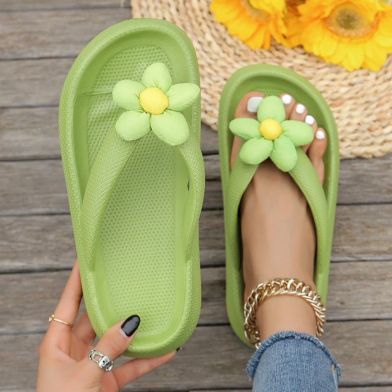 Verão Novos Chinelos MULHERES Padrão de Girassol Slides One-Piece Eva Chinelos Antiderrapantes de Praia Sapatos de Férias Chinelos de Interior para Casa